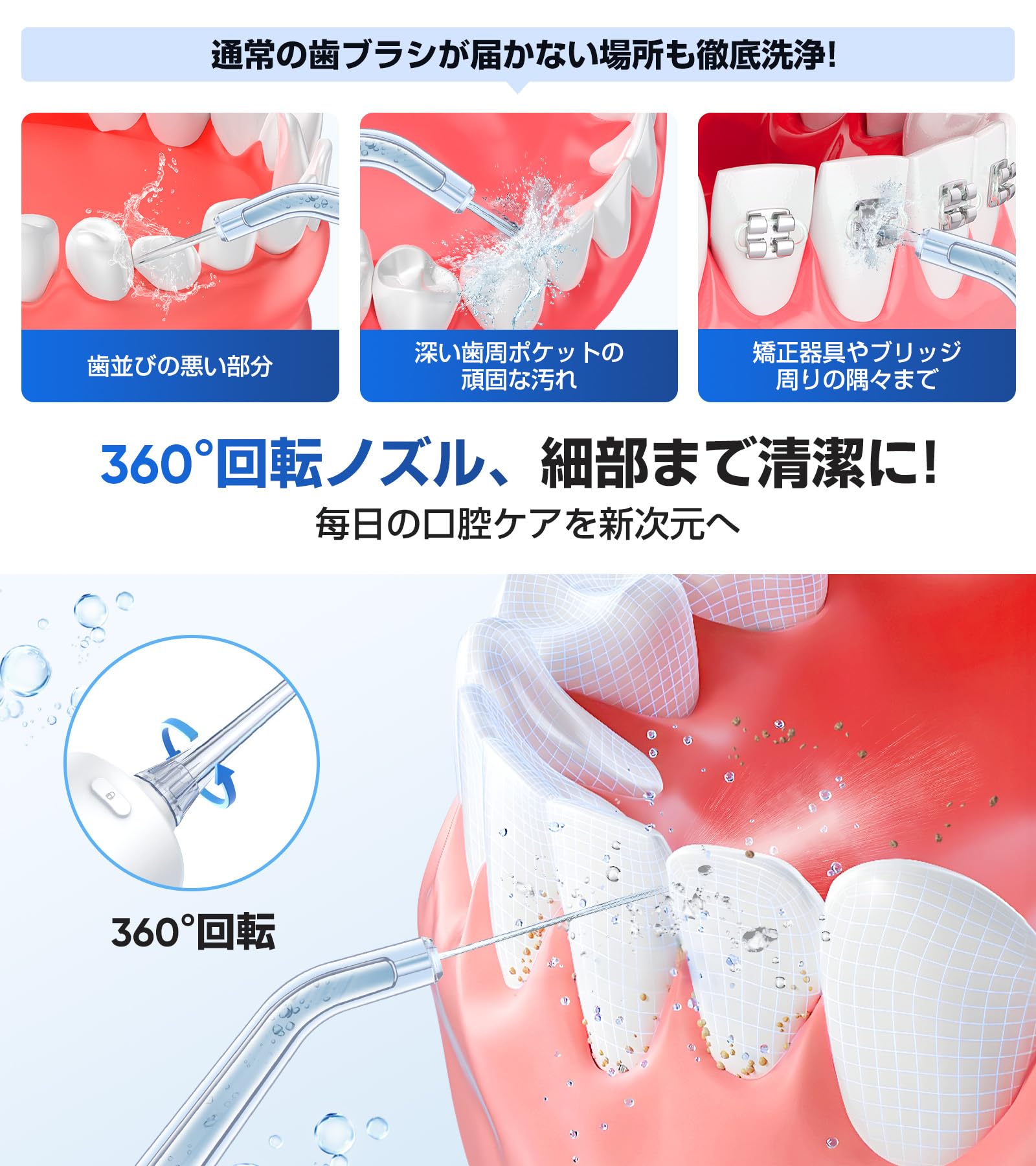 Amazon.co.jp: 口腔洗浄器 ジェットウォッシャー パルス水流 歯垢除去